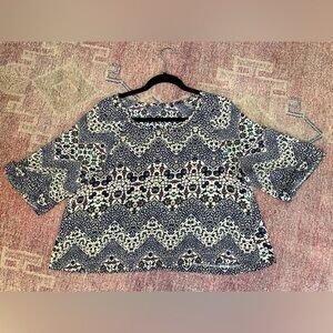 Boxy 3/4 sleeve dress top blouse boho geometric floral print size small no
Tags